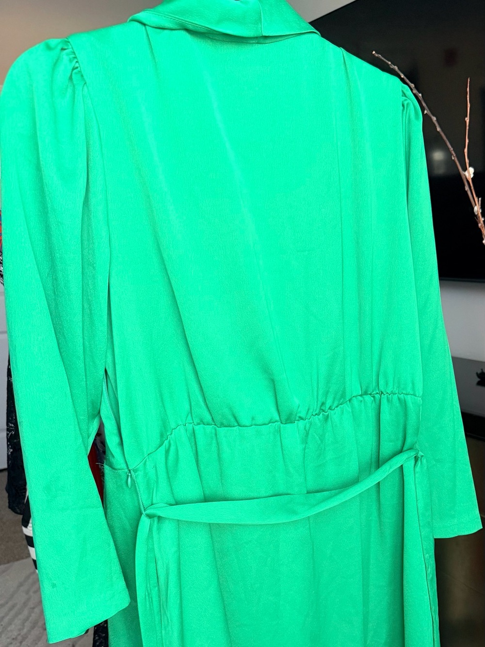 Taylor Bright Green Wrap Robe with Self Tie - Picture 2 of 6